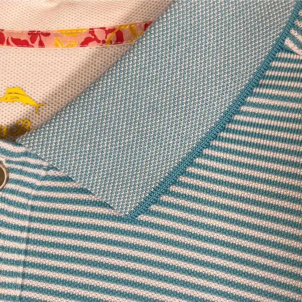 Tommy Bahama Polo Blue Striped XLT Preppy Classic Resort Tropical Colorful 90s - Picture 5 of 9